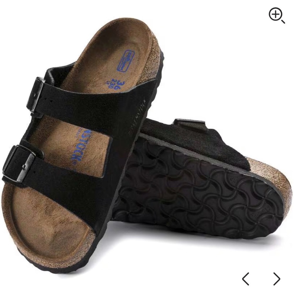 Birkenstock Arizona Suede Sandals in Black. Size 39